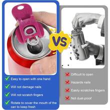 6 Pcs Soda Can Tab Opener, Colorful Convenient Can Covers For Soda Portable Lightweight Pop Cans Opener For  Beer Aluminum Cans Pull Off Tab Beverage Barricade - Mặc định - Xem 3