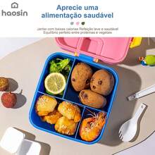 Marmita Cor Surpresa Macaron - 4 Divisórias, Grande Capacidade, Presente Volta às Aulas para Meninos e Meninas (Rosa/Azul/Verde) - Multicolorido - Visão 2