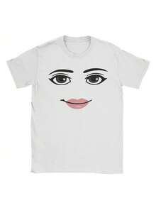 Novelty-Robot-Robloxs-Woman-Face-Game-Meme-Tshirt-Unisex-Round-Neck-Short-Sleeve-Clothing-Cotton-Summer-Top-Tee.Jpg - 白色 - 查看 1