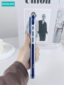 Koolife 1 pieza Funda de teléfono magnética de alta definición, material TPU+PC, botones independientes, incrustación lateral colorida, protección contra golpes de cámara, soporte de carga inalámbrica, carcasa protectora anti-caídas, compatible con iPhone 17/17 Pro/17 Pro Max/16/15/14/13/12 Pro Max - Azul - Ver 5