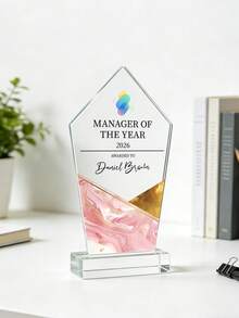 1pc Customized Photo & Text Employee Award, Staff Gift, Company Trophy Award, Customized Sports Trophy Award, Employee Medal, Business Anniversary Commemorative Award - Multicolor - View 5
