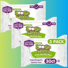 Boogie 生理盐水鼻腔湿巾，适用于面部、手部和身体，含维生素 E、芦荟和天然盐分，无香型，30 片装（12 包） - A - 查看 2