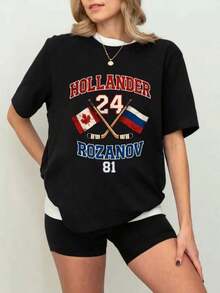 1PC Women's And Men's Boston Hockey Rozanov 81 T-Shirt Fan Gift Back-To-School Season, Valentine's Day, Mather's Day Gifts - 黑色 2 - 查看 5