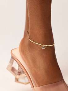 Tkool 1pc Classic Design With Exquisite Devil's Eye Pendant Anklet For Women - Yellow Gold - View 1