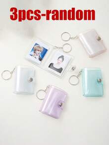 1/3pcs-Mini Bright White Photo Album Keychains, 16-Slot 1-Inch Pocket-Style ID Photo Album, Simple And Elegant Portable Student Photo Album, Celebrity Photo Album - Multicolor - View 14