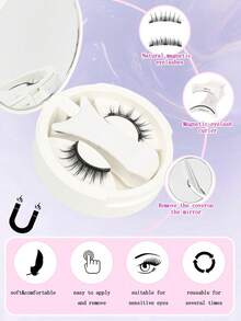 1 Pair New Soft Magnetic False Eyelashes, Natural Look, Reusable Magnetic Eyelash Set, Easy Wear For Women - Natural Lashes - View 4