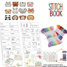 动物图案刺绣练习套装，9张预印画布，适合初学者学习针法并制作自己的刺绣书 - A - 查看 12