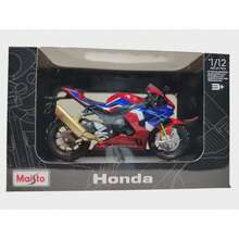 motocicleta deportiva escala 1:12 rojo y azul con base - Rojo - Ver 2