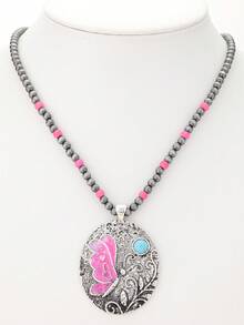 1pc Artistic Butterfly Painted Drip Oil Pendant Necklace For Women - Necklace - View 4