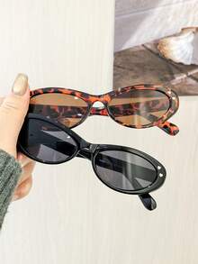 2PCS Women's Retro Casual Basic Oval Lightweight Polycarbonate Frame Fashion Glasses For Everyday Outfit Pairings With Glasses Box - Multicolor - View 4
