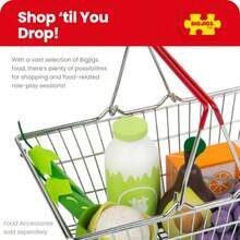 Bigjigs Toys Shopping Baskets Set Of 2 Realistic Metal Grocery Shop Toy Comes With Small Collapsible Red Handles For Easy Storage Accessories For Pretend Play Toddler Gifts For Age 3+Children's Joyful Games, Essential Toys For Children - As Pic - View 6