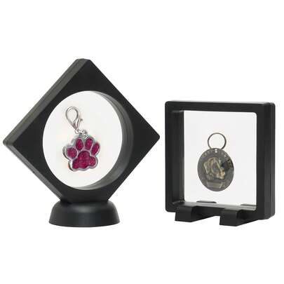 2 Pcs 3D Floating Pet Tag Memorial Frame Gift, Display Pet Keepsake With Dog & Cat Tag Frame - Suitable For Pet Tags