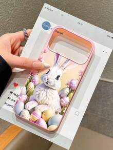 复活节兔子和彩蛋图案可爱粉色手机壳，柔软TPU材质，简约设计，适合复活节/日常使用/送友，兼容 11/13 Pro Max/15/17/17 Pro Max和Galaxy S24 Ultra/S26 Ultra。 - 粉色 - 查看 7