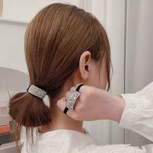 1pc High Elastic Shiny Rhinestone Hair Tie, Sturdy Elastic Band, Sparkling Rhinestones, Secure Hair Styling With Fashionable Accent - Multicolor - View 4