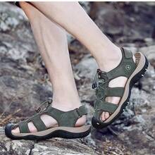 Men's Athletic & Outdoor Army Green Sandals & Slides.Men's Summer Beach Army Green Sandals.Men's Adventure Water Sandals.Men's Work Style Outdoor Sandals With Arch Support - Non-Slip Rugged Hiking Sandals, Thick Sole Water Shoes For Beach, Fishing, And Trail Walking. - 軍綠色 - 查看 4
