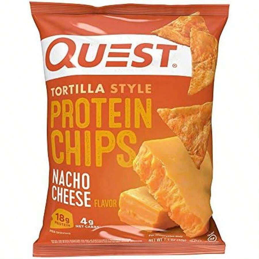 Quest Nutrition Nacho Cheese Tortilla Style Protein Chips, 18g Protein, 4g Net Carb, Low Carb, Gluten Free, 1.1 Oz (Pack Of 4) - Nacho Cheese-1.1 Ounce (Pack of 12) - 查看 1