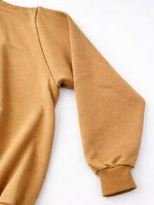 Men's Crew Neck Fleece Sweatshirt, Thick Winter Coat, Cotton - Beige - View 7