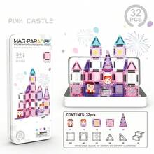 35pcs Mini Magnetic Tiles | Transformable Magnetic Building Blocks - Children Outdoor Puzzle Educational Toys - Portable Travel Iron Box Magnetic Tiles Set - Multicolor - View 8