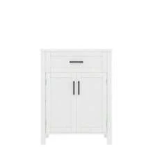 Freestanding Bathroom Vanity Unit 60 X 46 X 84.8 Cm With Integrated Sink, Lacquered Finish, Double-Door Shelves, Practical Drawers, Adjustable Shelves, Integrated Ceramic Sink, White - White - View 9