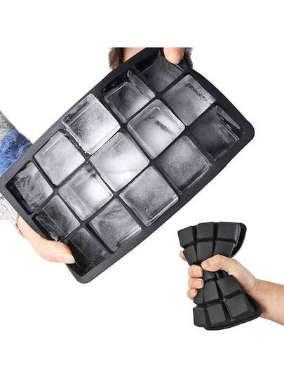 1pc 15/160 Cavity Black Silicone Ice Cube Tray, Easy Release Ice Maker For Home Refrigerator
