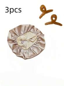 6/3pcs Silk Sleep Cap, Satin Hair Cap, Small Hair Clip, Women's Elastic Wide-Brim Hat, Chiffon Sleep Cap, High-End Satin Hair Care Cap, Curly Hair Silk Headband Sleep Bonnet - Multicolor - View 18