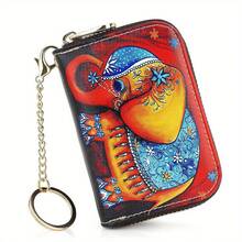 Tarjetero de cuero de alta calidad para hombre y mujer, billetera pequeña con cremallera, monedero sólido, llavero de diseño RFID, bolsas para tarjetas de crédito y negocios GVYZ - F - Ver 13