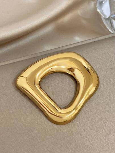 1枚几何造型胸针，女士情侣款，粗犷金色不锈钢材质，适合日常佩戴、派对饰品、圣诞礼物