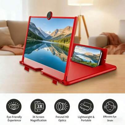 Comfort Fit Screen Expanders & Magnifiers Screen Amplifier, Phone Dedicated 3D HD Projection Instrument, Suitable For Watching Movies, Videos, Entertainment Games, All Phones, 12 Inch For Him, Valentine's Day Gift