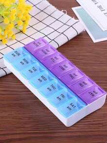 1 pieza Organizador de pastillas de 7 días y 2 veces - Contenedor de almacenamiento de medicamentos de gran capacidad con compartimentos - Multicolor - Ver 5