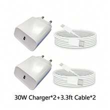 30W EU Fast Charging Wall Charger Adapter & 3.3Ft/100cm Type C To Lightning Fast Charging Cable, High-Efficiency Data Transfer Line Compatible With IPhone 14/13/12/11/XR/XS/XS Max - EU C Type Plug(220-240V) - View 9