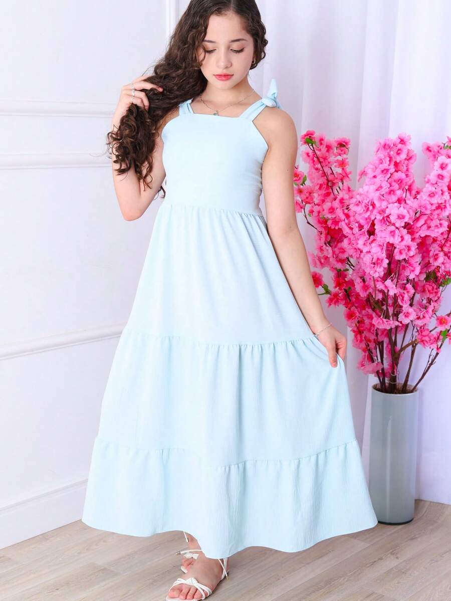 TRES MARIAS LONG STRAP DRESS FOR CHILDREN/ YOUTHS/ GIRLS - Celeste - Ver 1