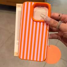 Colorful Striped Pattern Phone Case, Suitable For Apple Phone 17 Pro Max 17 Air, And Also Compatible With Apple Phone 16, 15, 14, 13, 12, 11 Pro Max, 16E, And 17 Pro Max. Shockproof Soft Case. - Orange - View 4