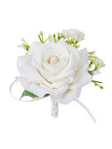 康乃馨玫瑰胸针及纽扣套装，人造花腕花，舞会礼服花环，新郎胸花，婚礼花卉装饰，舞会礼服配饰 - 彩色 - 查看 15