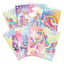 8 Peças Caderno com Rodas de Patins Brilhantes - Mini Caderno com Design Engraçado de Patinação, Presente de Aniversário Perfeito e Escrita Criativa, Item com Tema Esportivo | Arte de Capa Colorida | Encadernação Espiral, Mini Caderno - Tamanho Único - Visão 9