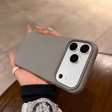 Minimalist Leather Solid Color Texture Fashion Phone Case Compatible With IPhone 17 Pro Max/17 Pro/17 Air/17/16 Pro Max/16 Pro/16/16 Plus/16e/15/15 Pro Max/15 Pro/15 Plus/11/12/13/14 Pro Max/XS/XR/11 Pro/11 Pro Max/12 Pro/12 Pro Max/13 Pro/13 Pro Max/7 Plus/14 Pro/14 Pro Max/14 Plus/7 Plus/8 Plus/8/SE2, Creative Design For Men And Women Anniversary Gift Spring Case - Grey - View 4