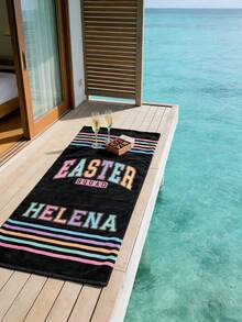 1 pieza Toalla de playa personalizada para Pascua con texto personalizado, toalla de conejo de primavera con nombre personalizado, suave y absorbente de secado rápido, regalo de Pascua, para usar en la playa, piscina, viajes, picnics - Multicolor - Ver 8