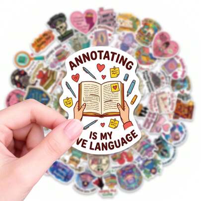 56pcs Book Lover Annotate Stickers - Waterproof Vinyl Decals With Humorous Reading & Annotation Designs For Laptop, Water Bottle, Luggage & Journal, Perfect For Bibliophiles To Add A Relatable, Stylish Touch To Personal Items And Share The Love Of Reading With Friends In Daily Life,
