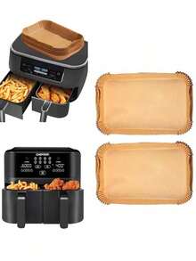 50/100pcs Rectangular Heat-Resistant, Waterproof, Oil-Proof Baking And Frying Liners, Suitable For Oven And Air Fryer - Brown - View 2