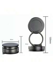 Giá đỡ điện thoại từ tính gắn trên xe hơi với thiết kế gập gọn tiện lợi, giá đỡ điện thoại kép có vòng giữ, cốc hút chân không xoay 360 độ dùng cho hệ thống định vị, bao gồm phụ kiện (1 tấm từ tính, 1 miếng đệm hút chân không phụ trợ, 1 cờ lê lục giác). - A - Xem 6