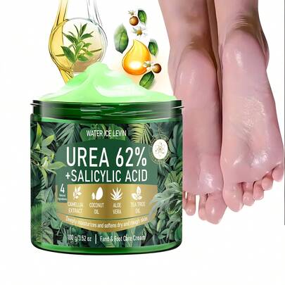 Crema de pies con 62% de urea + ácido salicílico, que contiene camellia, aceite de coco, aloe vera y aceite de árbol de té. Hidrata profundamente y suaviza la piel seca y áspera. Los ingredientes frescos suprimen el olor de los pies. Apto para todo tipo de piel. Eficaz en 1 minuto. Cuidado de la piel de los pies. Oferta especial de Año Nuevo. Apto para invierno. Regalo del Día de San Valentín. Regalo de vacaciones de Ramadán. Ideal para reuniones y fiestas de regalo de Ramadán.