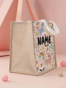 1pc Customized Name Cartoon Pony Pattern Small Handbag, Can Be Customized According To Your Unique Design, Perfect For Children, Print Your Own Name Or Print Your Sister's And Classmate's Name As A Gift To Give To Others - Multicolor - View 4