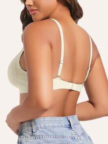 1pc Women's Deep V Sexy Wireless Gather Comfortable Seamless Bra - White - View 3