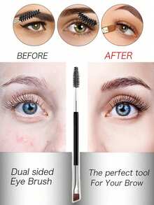 6/3/1pcs New Double-Ended Eyebrow Brush, Dual-Headed Makeup Brush, Eye & Eyebrow Brush, Angled Eyebrow Brush, Eyelash Brush, Eyebrow Brush, Eye Makeup Brush - Black - View 4
