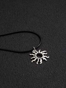 1pc Minimalist Sun Swirl Necklace, Indie Design Choker Necklace For Women - Silver - View 3