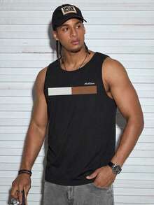 Modcrash Men's Spring And Summer Top, Ambitious, Slogan Print, Sleeveless Top Spring To Summer - Black - View 1