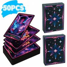 50pcs Classic Neon Tarot Cards, Fortune Telling & Insight High-End Paper Card Game, Party Interactive Card Game - Black - View 2