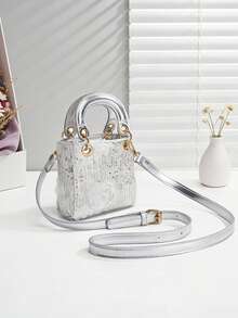 1pc Girls' New Fashion Lace Flower Sequin Elegant Handbag, High-End Shoulder Bag With Adjustable Strap, Available In Multiple Sizes For Mother-Daughter Matching, Suitable For Daily Use, Party, Travel, Ideal Gift - A - View 7