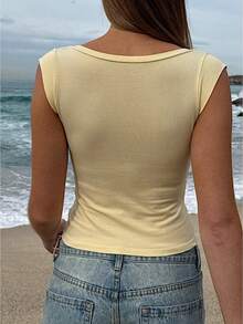 Womens Deep V Neck Tank Tops Y2k Sleeveless Going Out Crop Top Summer Stretchy Slim Fit Camisole Shirts Workout Casual Basic Tops - Yellow - View 5