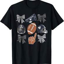 Football Love Cheer Helmet Bows Fan Sports Wo T-Shirt - 灰色 - 查看 1