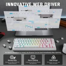 ATTACK SHARK X68PRO HE Wireless Fast Trigger Gaming Keyboard, Adjustable Trigger Point, 8K Polling Rate, Hall Effect Magnetic Switches, Hot-Swappable, RGB Backlit, Bluetooth/2.4GHz/Wired, Suitable For FPS Games - Multicolor - View 6